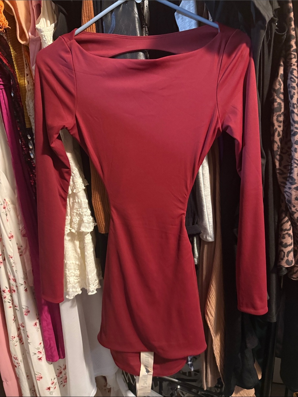 Mars the Label Esme Dress - Long Sleeve Cutout Bodycon Dress w/ bow on back